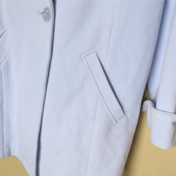 Chico's Ice Blue Longline Coat Lapel Single Button Size 12/14 Minimalist Chic - Picture 4 of 10